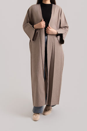 Buttoned Sleeve Open Abaya