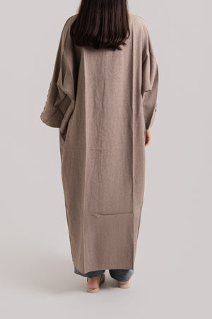 Buttoned Sleeve Open Abaya