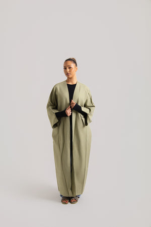 Buttoned Sleeve Open Abaya