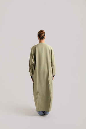 Buttoned Sleeve Open Abaya