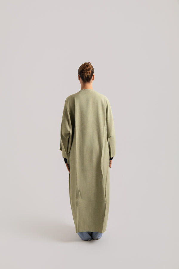 Buttoned Sleeve Open Abaya
