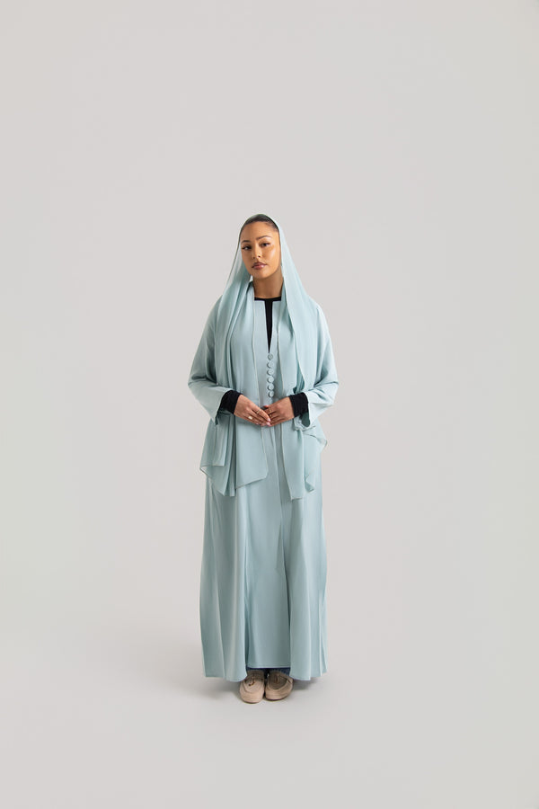 Buttoned Waist Abaya with Hijab
