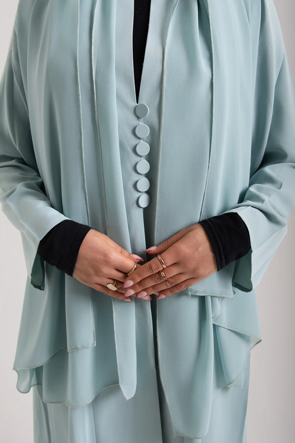 Buttoned Waist Abaya with Hijab