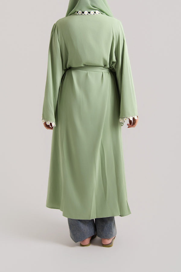 Daisy Trimmed Abaya with Matching Hijab