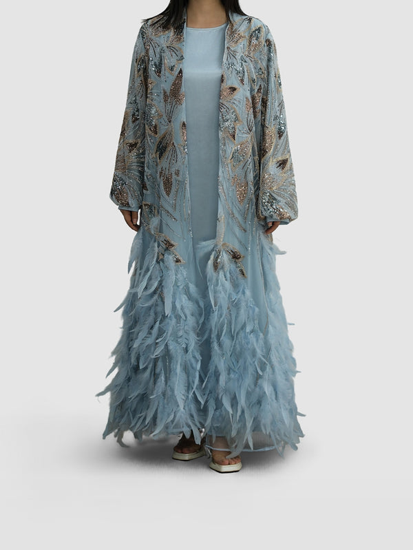 Feather Sequinned Abaya