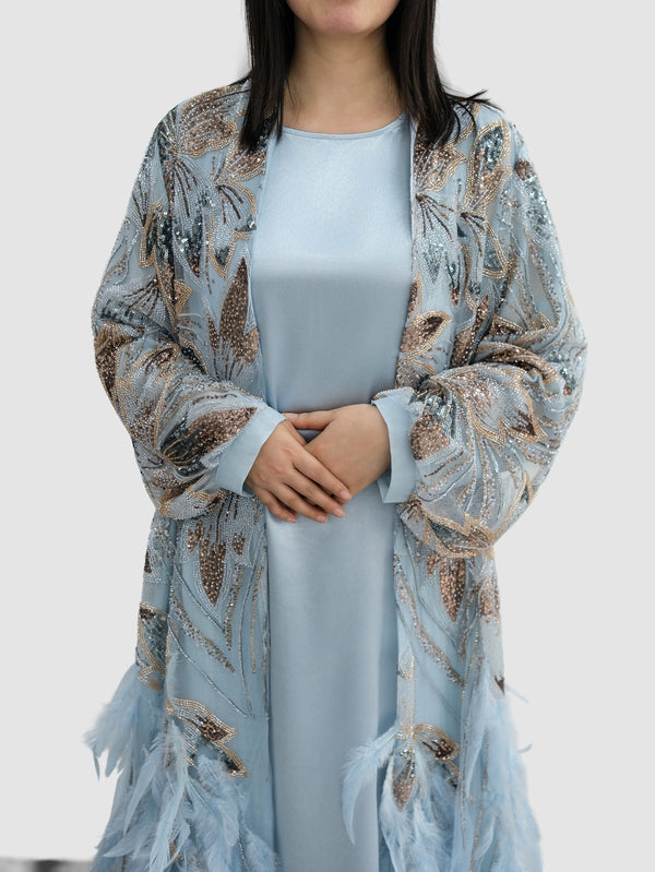 Feather Sequinned Abaya