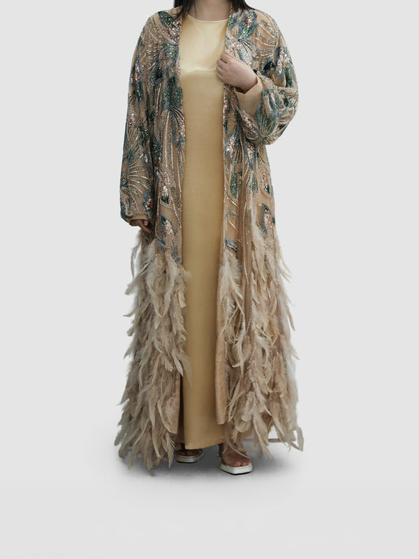Feather Sequinned Abaya