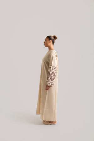 Patterned Long Sleeved Closed Abaya