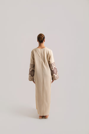 Patterned Long Sleeved Closed Abaya