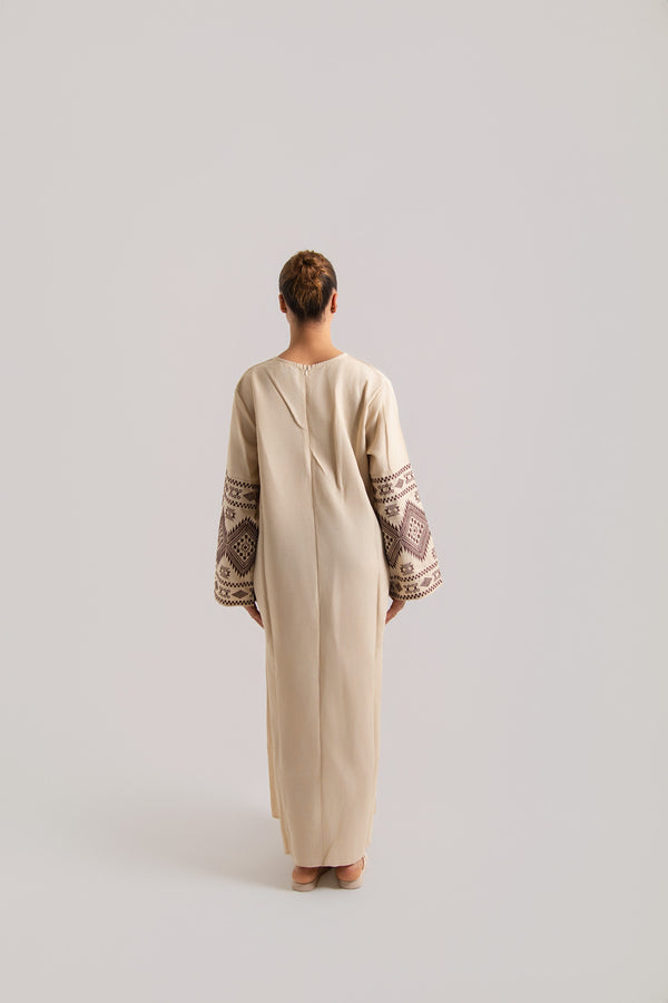 Patterned Long Sleeved Closed Abaya