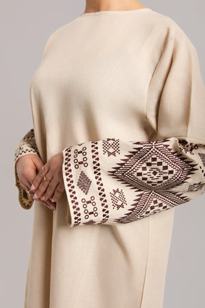 Patterned Long Sleeved Closed Abaya