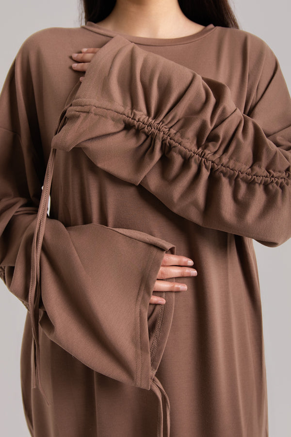 Ruched Long Sleeved Abaya