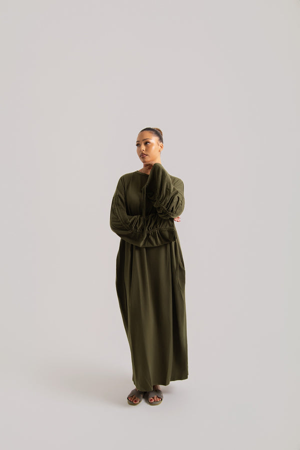Ruched Long Sleeved Abaya