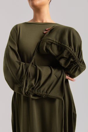 Ruched Long Sleeved Abaya