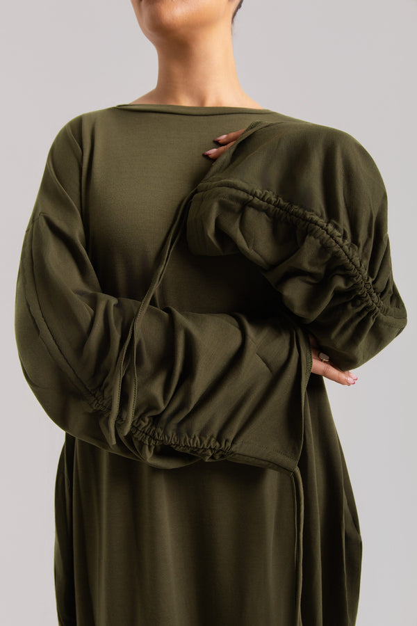 Ruched Long Sleeved Abaya