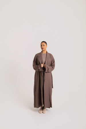 Ruched Long Sleeved Open Abaya