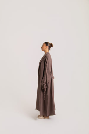 Ruched Long Sleeved Open Abaya