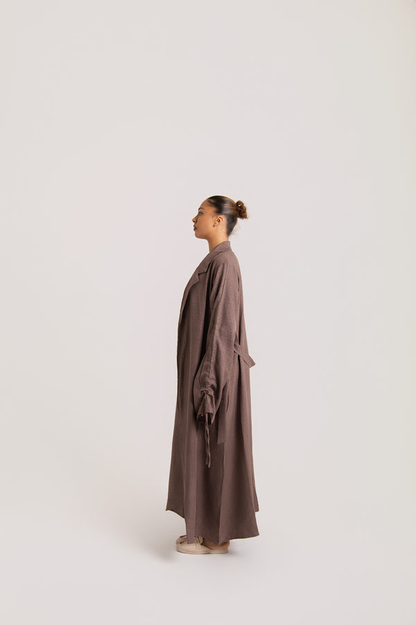 Ruched Long Sleeved Open Abaya