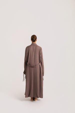Ruched Long Sleeved Open Abaya