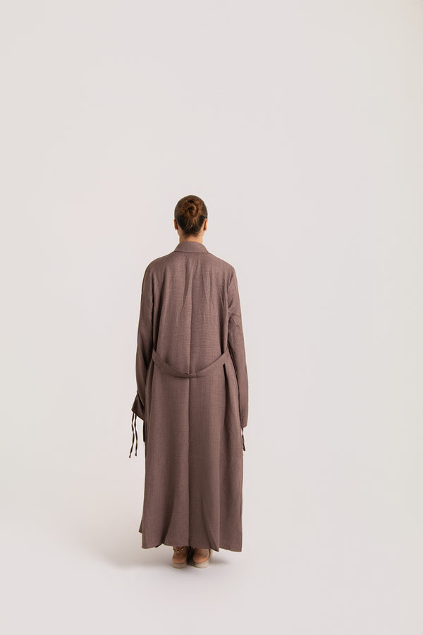 Ruched Long Sleeved Open Abaya