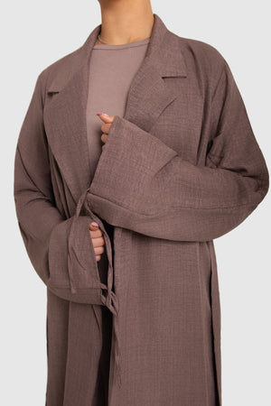 Ruched Long Sleeved Open Abaya
