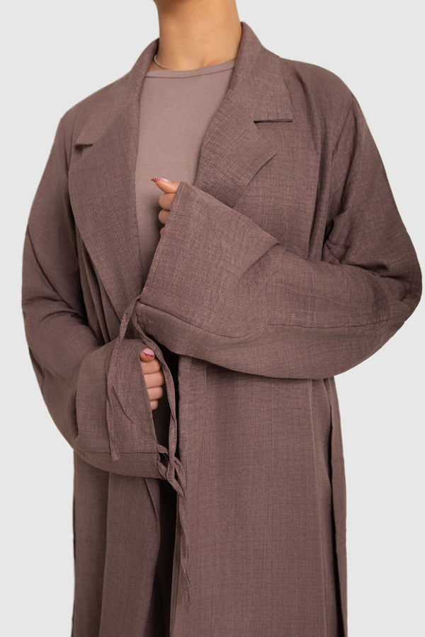 Ruched Long Sleeved Open Abaya