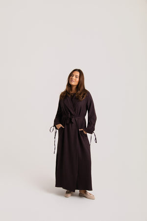 Ruched Long Sleeved Open Abaya