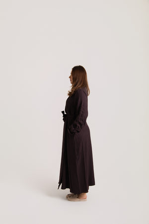 Ruched Long Sleeved Open Abaya