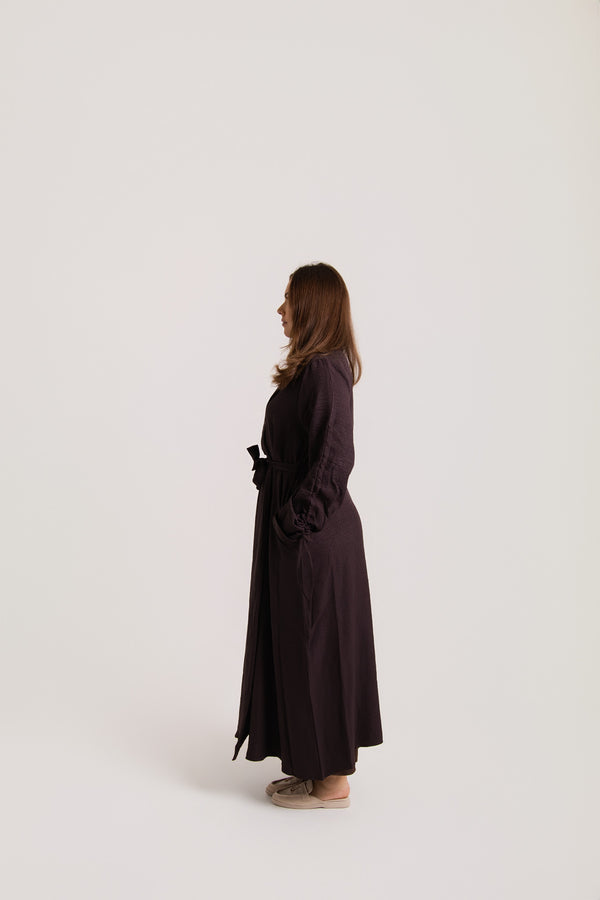 Ruched Long Sleeved Open Abaya