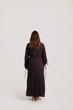 Ruched Long Sleeved Open Abaya
