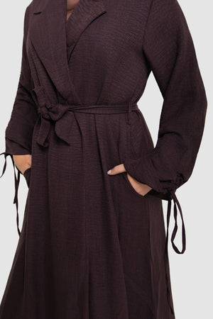 Ruched Long Sleeved Open Abaya