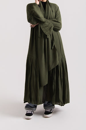 Scrunched Cuffed Pleated Abaya with Hijab