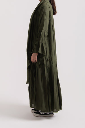 Scrunched Cuffed Pleated Abaya with Hijab