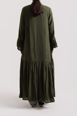 Scrunched Cuffed Pleated Abaya with Hijab
