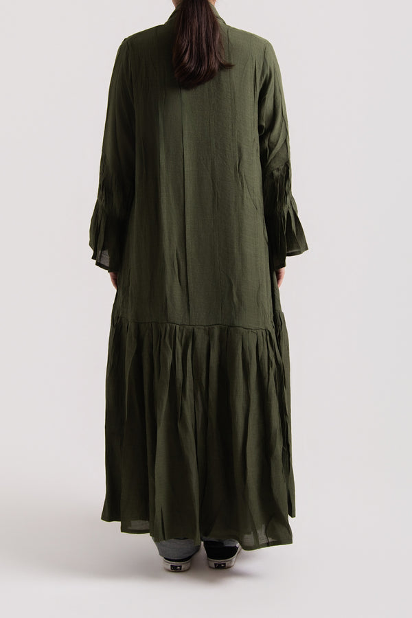 Scrunched Cuffed Pleated Abaya with Hijab