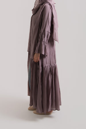 Scrunched Cuffed Pleated Abaya with Hijab