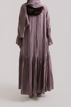 Scrunched Cuffed Pleated Abaya with Hijab